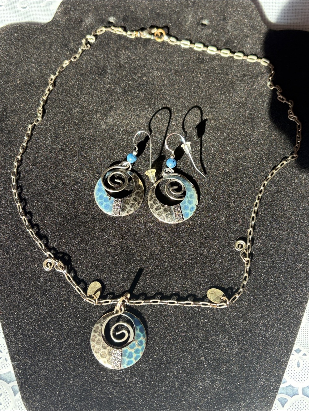 Silver Forest Silver Necklace and Earring Set with Blue Accents
